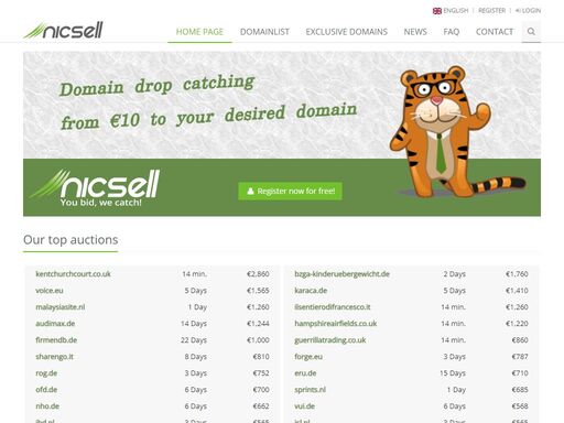 easily & quickly from 10 € to your desired domains with nicsell. simple payment with paypal. free registration. no risk.