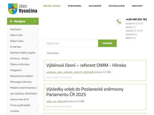 obec vysočina, vesnice pardubického kraje roku 2015, obec se skládá z možděnice, dřevíkova, svobodných hamrů, rváčova a veselého kopce 
