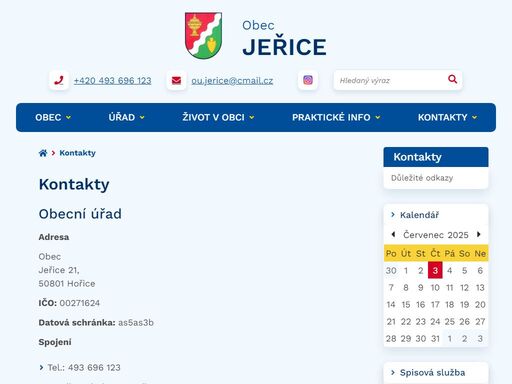 oficiální stránky obce jeřice