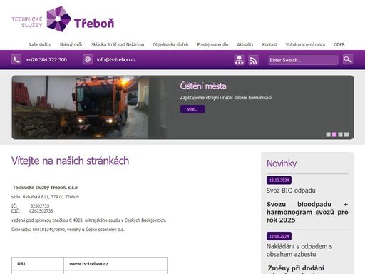 technické služby třeboň - oficiální stránky