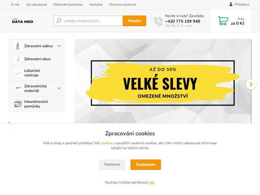 e-shop zdravotnické potřeby a zdravotní pomůcky internetový prodej - zdravotní materiál, obuv, oděvy, inkontinence, bandáže a ortézy, , tonometry, lékařské nástroje.