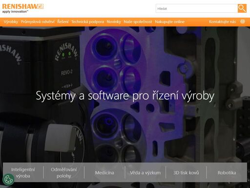 inovace renishaw zvyšují přesnost, efektivitu a kvalitu v metrologii, řízení pohybu, kalibraci strojů, cad/cam ve stomatologii, doplňkové výrobě, spektroskopii a neurochirurgii. hlavními výrobky jsou dotykové spínací sondy pro souřadnicové měřicí stroje, skenovací sondy, modernizace souřadnicových měřicích strojů, měření, dotykové sondy pro obráběcí stroje, laserové sondy, lineární snímače, úhlové snímače, magnetické snímače, magnetické rotační snímače, ramanova spektroskopie, laserová kalibrace