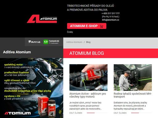 atomium - atomium - to jsou vysoce jakostní aditiva do oleje i paliva. snižují spotřebu, zvyšují výkon a prodlužují životnost motoru, převodovky a dalších mechanismů.