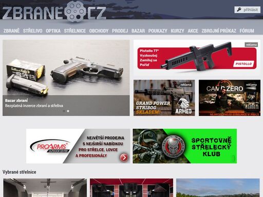 zbraně - databáze zbraní, prodej zbraní, bazar zbraní, střelivo, střelnice, zbrojní průkaz. legálně držené zbraně v čr