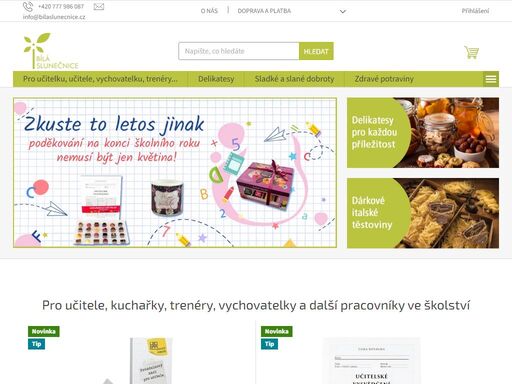 bílá slunečnice - delikatesy, dárky, dárkové čaje, adventní kalendáře, zdravá výživa. 