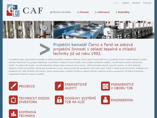 projekční kancelář černý a ferst se zabývá projekční činností v oblasti tepelné a chladící techniky již od roku 1992. o výsledcích práce naší projekční kanceláře se můžete přesvědčit na stránce reference. hlavní náplní činnosti naší firmy je projekční činnost v oblasti tepelné a chladící techniky.