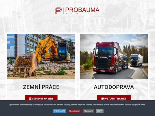 autodoprava a zemní práce probauma. výstavba, rekonstrukce železničních tratí, stavební činnost, renovace povrchů, odvoz a uložení výkopu.