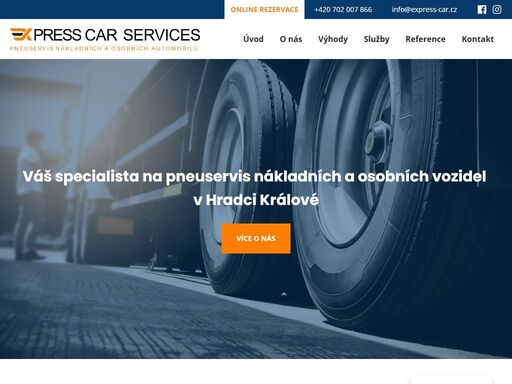 v express car services zakoupíte nové pneumatiky na osobní a nákladní vozy. postaráme se i o montáž kol, jejich vyvažování a opravy. kromě pneuservisu se specializujeme také na pravidelnou údržbu vozů, kontrolu před stk nebo čištění interiéru a exteriéru vašeho automobilu.