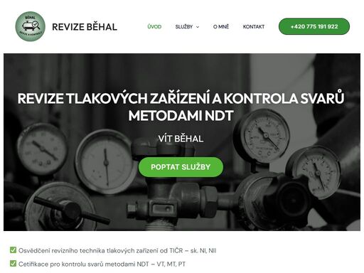 nabízím odborné revize tlakových zařízení dle čsn 69 0012 a nv č.192/2022 sb. dále kontrolu svarů metodami ndt po vysočině i celé čr.
