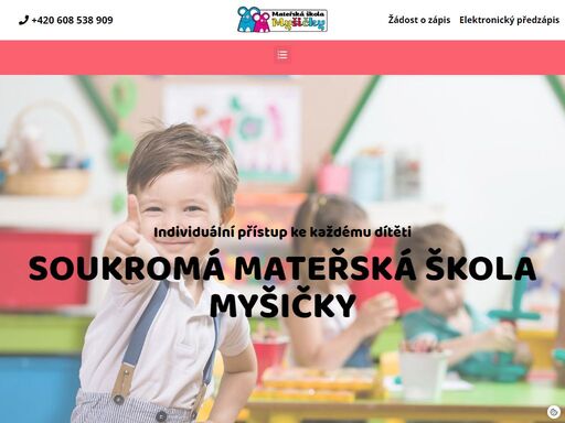nabízíme klidné a příjemné prostředí pro rozvoj vašich dětí, které rozdělujeme do menších skupin, díky čemuž mohou být naplno rozvíjeny jejich smysly, myšlení, obratnost i řeč. v rámci každodenních aktivit zařazujeme výuku hrou anglického jazyka, tělovýchovné i tvořivé činnosti.