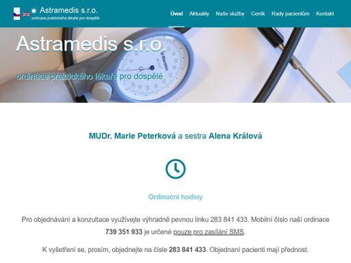 mudr. marie peterková ordinace praktického lékaře pro dospělé.