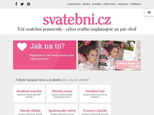 svatebni.cz - váš kompletní svatební průvodce. svatební šaty, dekorace, kytice, obřady, účesy a vše potřebné pro váš den d na jednom místě.