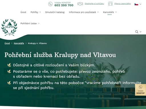 postaráme se o důstojné a citlivé rozloučení s vaším blízkým. sjednejte si schůzku v naší kanceláři v kralupech nad vltavou. volejte nonstop 602 200 700.