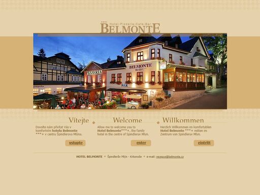 komfortní ubytování se soukromou atmosférou v hotelu belmonte*** špindlerův mlýn,  stylová italská pizzerie s barem přímo v hotelu, internet na pokojích zdarma přes wi-fi