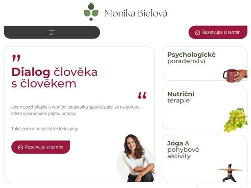 jsem ?? psycholožka a ?? nutriční terapeutka specializující se na pomoc lidem s poruchami příjmu potravy. také jsem dlouholetá lektorka ?? jógy.