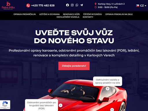 profesionální oprava promáčklin bez lakování metodou pdr v karlových varech. rychlá oprava po krupobití, leštění, renovace interiéru a karoserie. bezplatný odhad a konzultace.