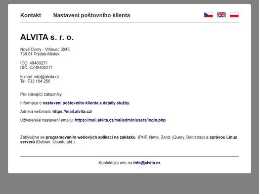 kontakt na firmu alvita s.r.o., její ičo, dič, email.