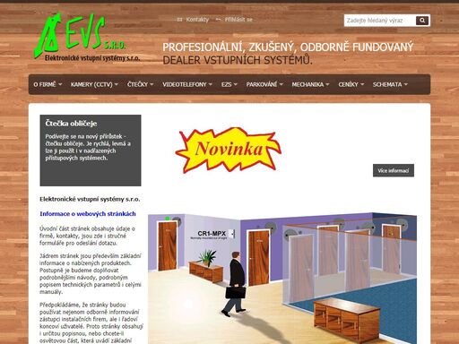 firma evs s.r.o. se zabývá prodejem i instalací elektronického a elektromechanického zboží, které slouží k evidenci a ovládání vstupu osob a vjezdu vozidel.