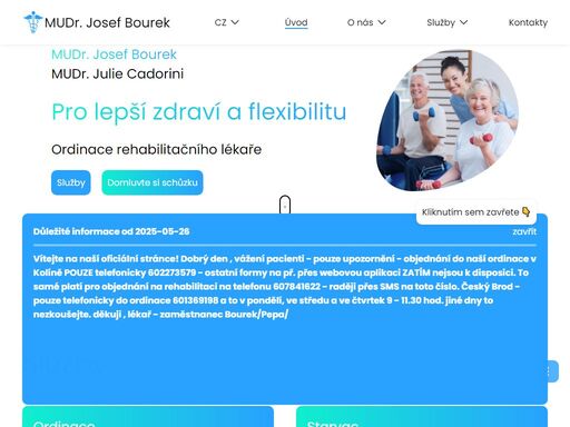 ordinace mudr. josef bourek – odborná rehabilitační péče v kolíně. fyzioterapie, elektroléčba, lymfodrenáže a moderní terapie pro úlevu od bolesti.