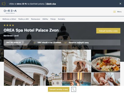 orea spa hotel palace zvon nabízí luxusní ubytování s wellness a lázeňskou péčí v srdci mariánských lázní.