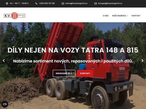 nabízíme sortiment nových, repasovaných i použitých dílů na vozy tatra 148 a 815. nabízíme i díly na ostatní vozy, např. avia, liaz, man, iveco, scania, atd.