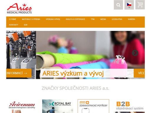 aries, a.s. je výrobní společnost zaměřující se na výrobu a prodej zdravotního kompresivního zboží avicenum a sportovního kompresního zboží royal bay.