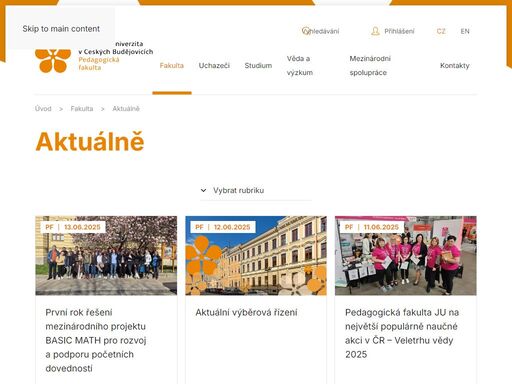 webové stránky pedagogické fakulty jihočeské univerzity