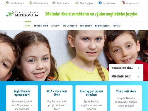 výuka s důrazem na angličtinu, rodilý mluvčí, příprava na cambridge zkoušky, digitální technologie, podpora čtenářské gramotnost, výběr kroužků, společné akce.