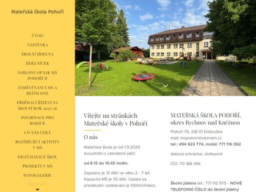 vítejte na stránkách mateřské školy v pohoří