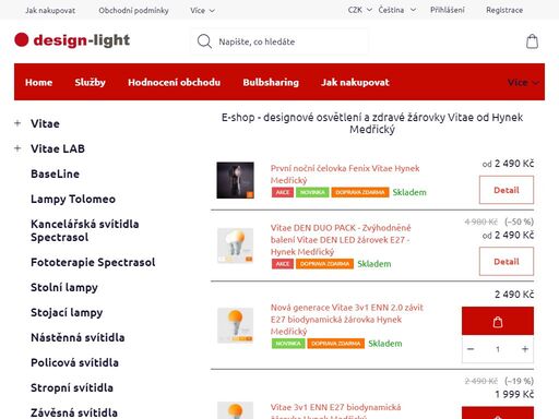 e-shop - designové osvětlení a zdravé žárovky vitae od hynek medřický. 