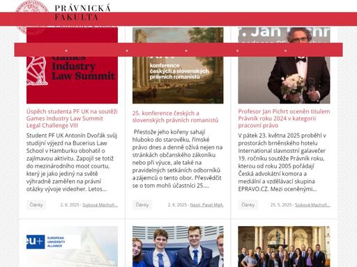 právnická fakulta univerzity karlovy uskutečňuje vzdělávací a vědeckou činnost v oboru právo. je jednou ze čtyř původních fakult této univerzity založena 1348.