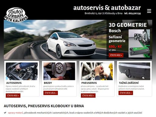 nabízíme služby autoservisu - opravy motorů, podvozků, brzd. apod. pneuservis - přezouvání pneumatik, prodej pneu, opravy defektů