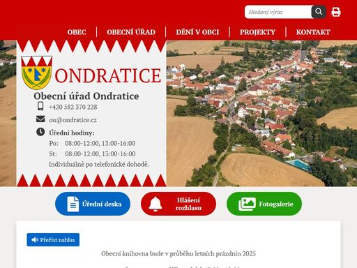 oficiální stránky obce ondratice