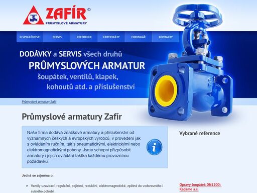 průmyslové armatury zafír