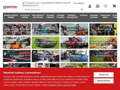 garteko brno - autorizovaný prodejce al-ko, husqvarna, stiga, stihl, honda, vari, makita, milwaukee, ryobi, scheppach, gardena, fiskars, krumpholz, knipex, automower, activa, solo, vares, hikoki, bahco