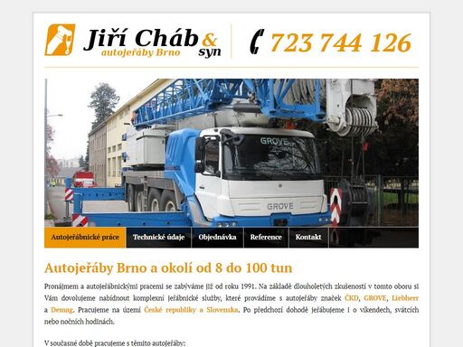autojeřáby brno - pronájem autojeřábů od 8 do 100 tun značek čkd, grove, liebherr a demag v brně a okolí