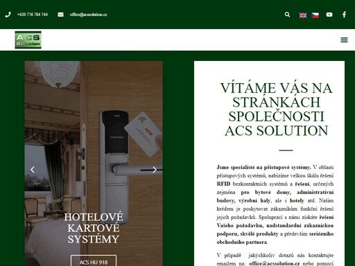 acs solution – specialisté na přístupové systémy. nabízíme rfid, biometrické a bluetooth přístupové systémy pro bytové domy, administrativní budovy i hotely. profesionální konzultace, montáž a zákaznická podpora.