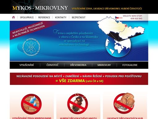vysušování zdiva, hubení červotoče, likvidace dřevomorky, mikrovlny, dřevomorka, červotoč, vysoušení