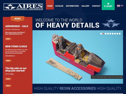 aires production resin detail sets for plastic model of aeroplane.