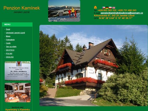 ubytování janské lázně krkonoše, horský penzion kamínek
