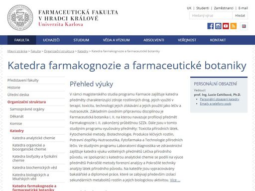 katedra farmakognozie a farmaceutické botaniky farmaceutické fakulty uk.