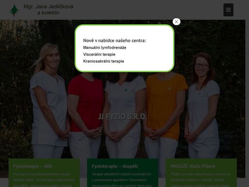 mgr. jana jedličková a kol. - fyzioterapie, dětská fyzioterapie, mckenzie, metoda ludmily mojžíšové, masáže, rehabilitace závrativých stavů, péče o těhotné, viscerální terapie, kraniosakrální terapie, manuální lymfodrenáže