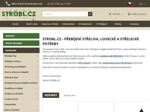 přebíjení nábojů, přebíjení střeliva, přebíjecí lisy, myslivost, lov, myslivecké potřeby. sportovní střelba. velkoobchod.