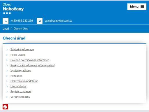 obec nabočany - oficiální internetové stránky