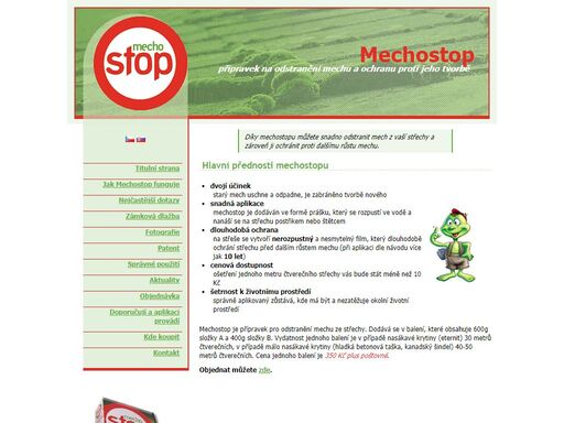 mechostop je chemický přípravek, který chrání střechy proti tvorbě mechu.