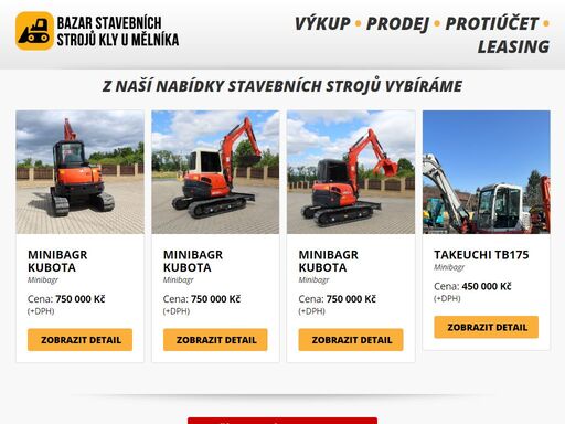 bazar stavebních strojů ve klích u mělníka nabízí prodej, výkup, prodej protiúčtem nebo leasing.