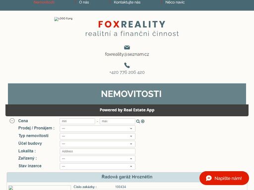 úvod; realitní kancelář