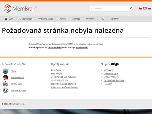 membrain s.r.o. je výzkumná, inženýrsko-technologická společnost zaměřující se na základní a aplikovaný výzkum v oblasti membránových procesů