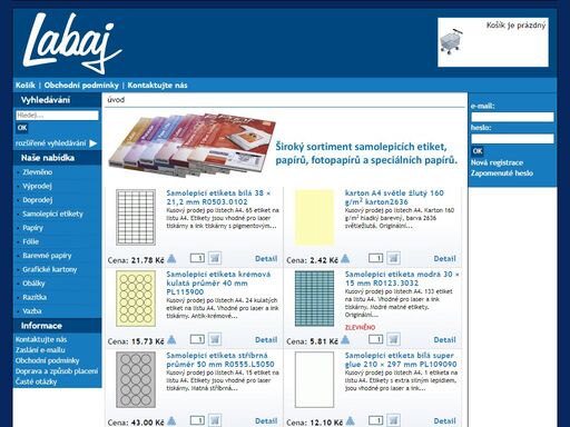 labaj - samolepicí etikety, samolepky, print etikety, grafický papír, lesklý, matný fotopapír pro laser a ink