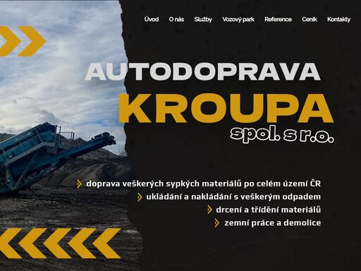 naše firma se zabývá dopravou veškerých sypkých materiálů po celém území české republiky a zahraničí, dále pak - autodoprava, zemní práce, kontejnerová doprava, přeprava rozměrných materiálů.